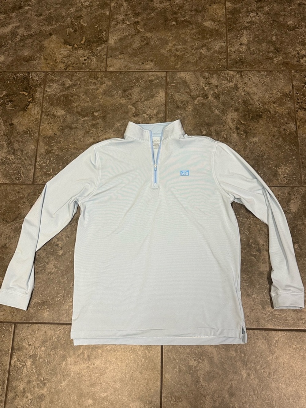 New GOOD GOOD Gentleman Quarter Zip Long Sleeve Shirt Blue Size Medium